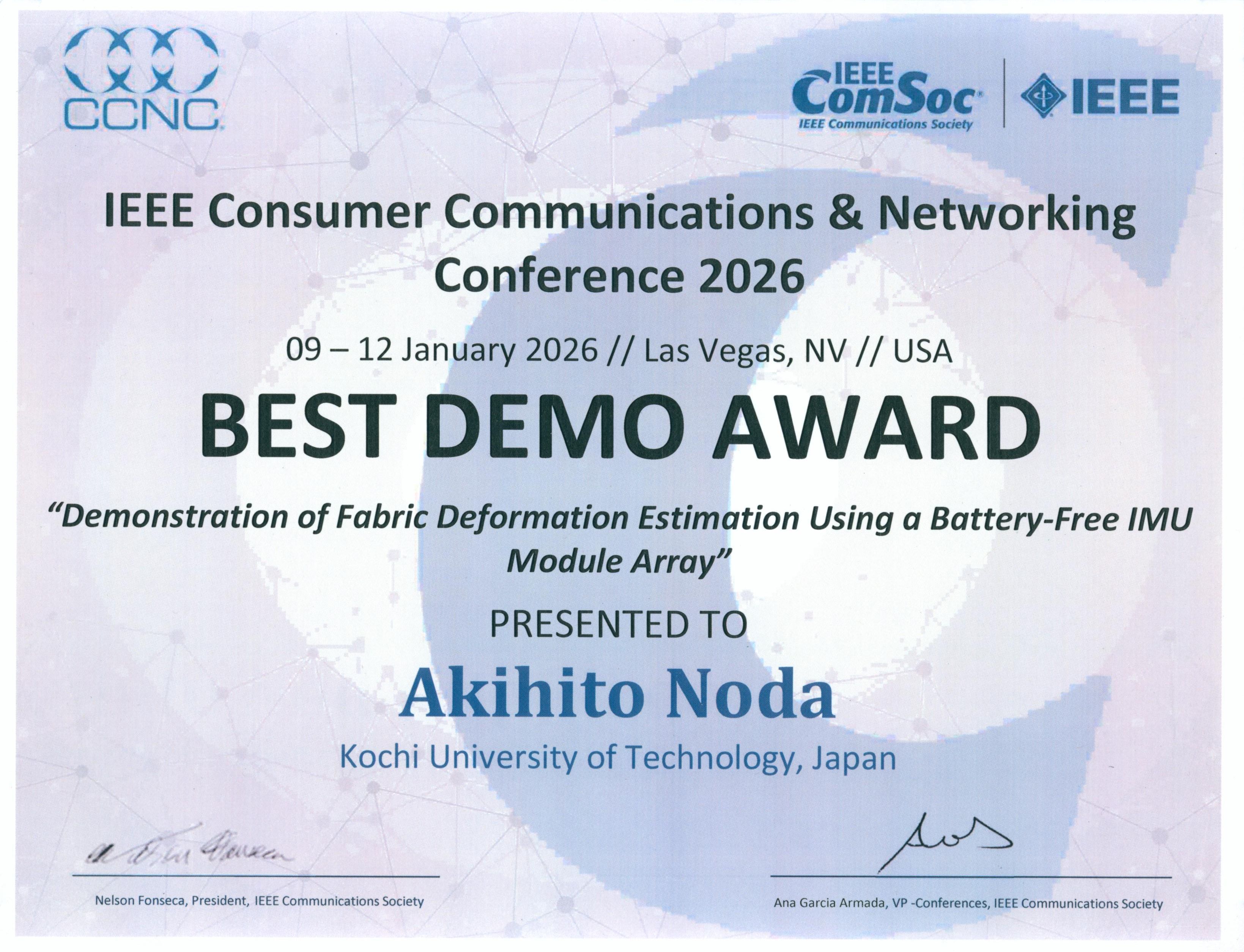 Best Demo Award @ IEEE CCNC 2026